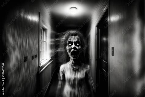 Ghoulish Living Dead Female Zombie Hotel Hallway No Escape From