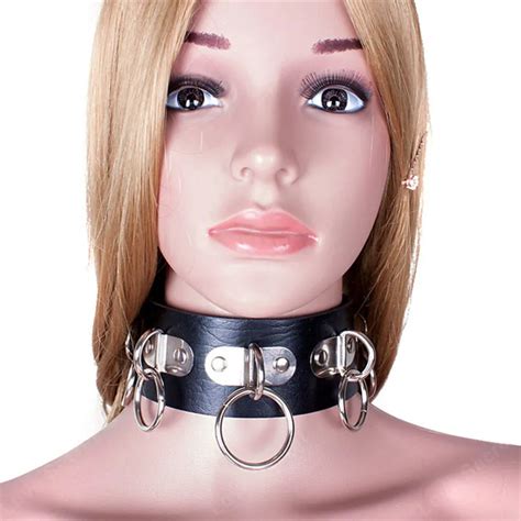 PU Leather Fetish Adult Collars For Women Sexy Collar With Metal Ring Adult Games Sex Collar