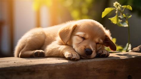 Premium Ai Image Awardwinning Little Cute Puppy Sleeping Outside