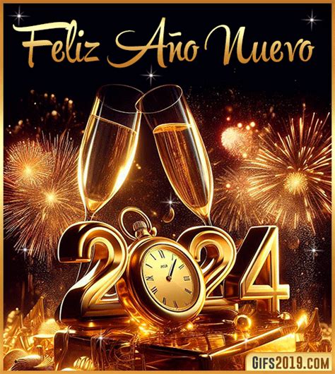 Feliz Año Nuevo 2024 GiFs con NOMBRES Mensajes feliz año Saludos de