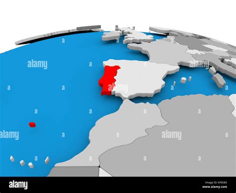 Portugal Highlighted In Red On Political Globe D Illustration Stock