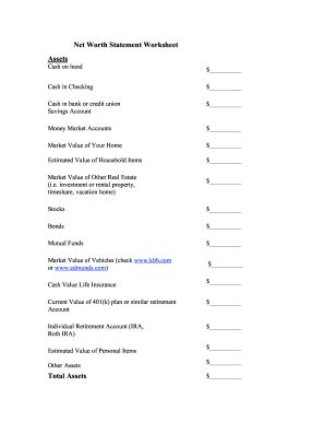 Printable Net Worth Worksheet Forms And Templates Fillable Samples