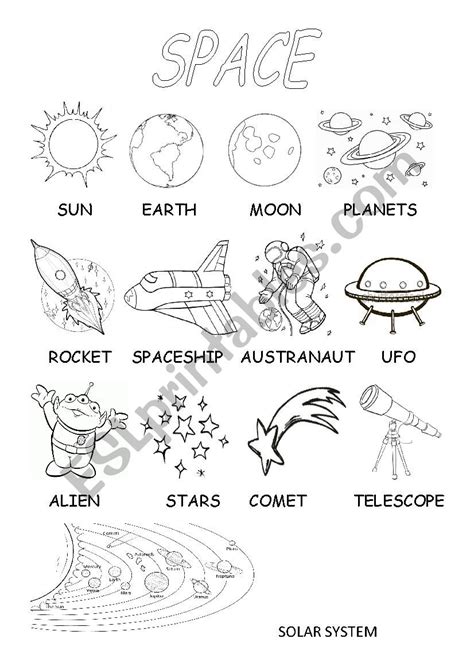 Space-vocabulary/writing - ESL worksheet by Edegil