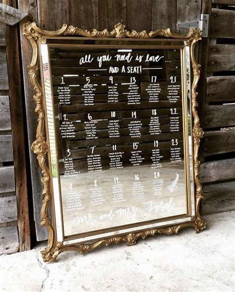 Mirror Seating Chart Etsy Mirror Seating Chart Wedding Table