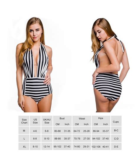 Fitibest Women Stylish One Piece Bikini Swimsuit High Waist Bathing Suits Backless Striped