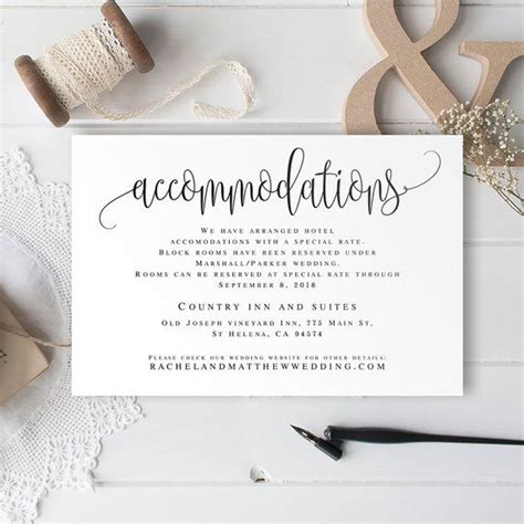 Accommodation Insert Editable Templates Accommodations Card Template