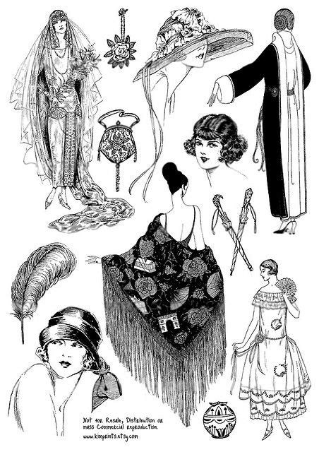 1920s Vintage Fashion Illustration Collage Sheet Fashion Illustration Vintage Vintage Fashion