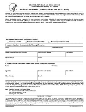 Fillable Online Hhs Form Hhs Request To Correct Amend Or Delete A