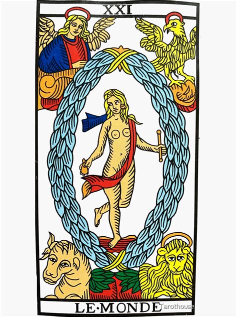 The World Marseille Tarot Card Le Monde XXI Sticker For Sale By