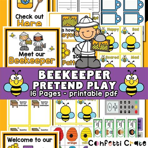 Beekeeper Pretend Play Printables Bees Dramatic Play Bees Etsy In