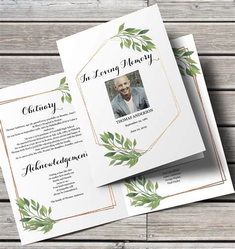 Funeral Foldable Program Printable, Custom Photography Elegant Funeral