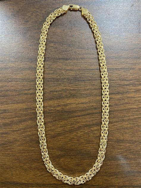 14kt 585 Italy Yellow Gold Byzantine Style Necklace Chain Etsy