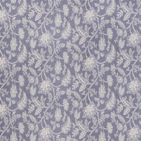 Tecido Jacquard Floral Azul Fina Stampa Decor