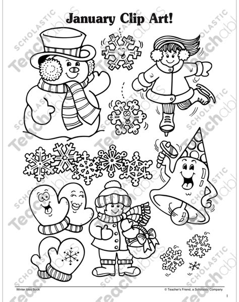 January Clipart Black And White