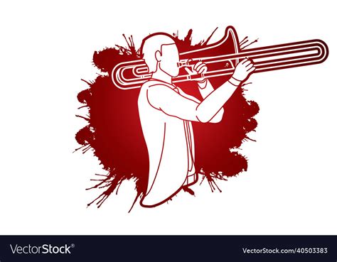 Trombone musician orchestra instrument graphic Vector Image