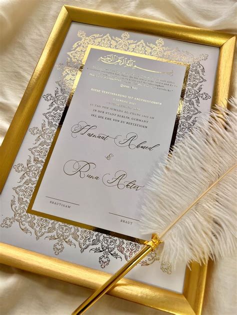 A4 Luxury German Nikkah Certificate Nikah Contract Gold Foil Islamic