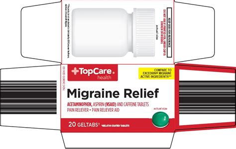 Topcare Migraine Relief Acetaminophen Aspirin Caffeine Tablet Film