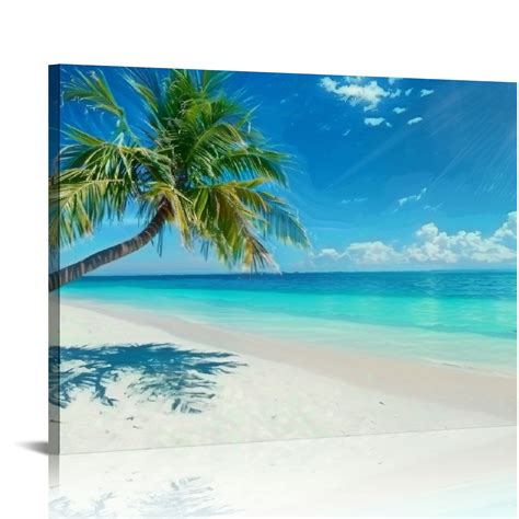 Canflashion Fc Seascape Wall Art Tropical Paradise Beach With White