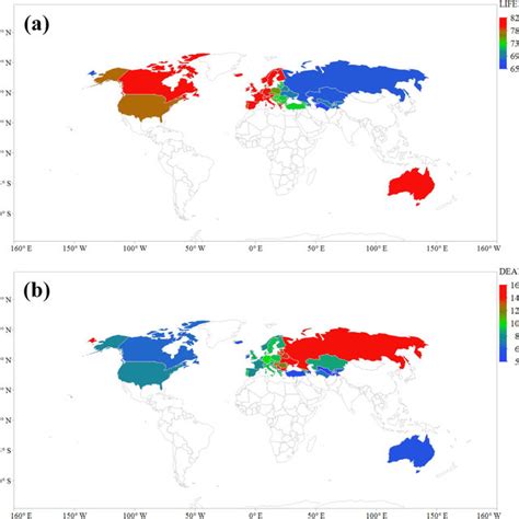 Mean Geographical Distribution Of A Life Expectancy At Birth [years