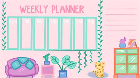 Week Plan Cartoon Pink Template | PSD Free Download - Pikbest