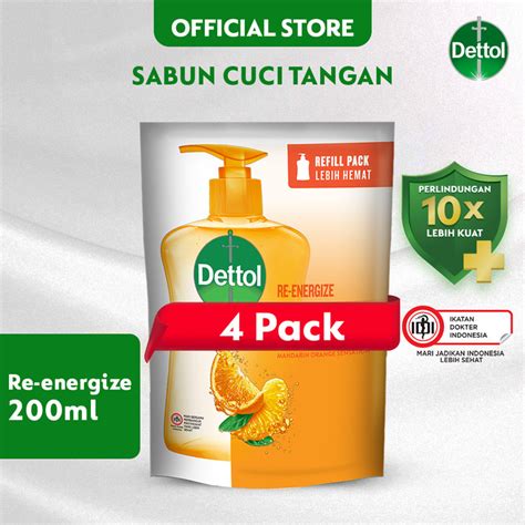 Promo Dettol Sabun Cuci Tangan Anti Bakteri Re Energize 200ml X4