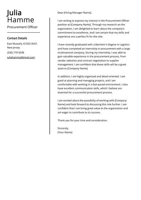 Procurement Officer Cover Letter Example Free Guide