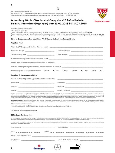 Ausf Llbar Online Vfb Stuttgart Sports Team Fax Email Drucken Pdffiller