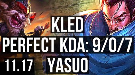 KLED Vs YASUO TOP 9 0 7 1500 Games 1 6M Mastery Legendary KR