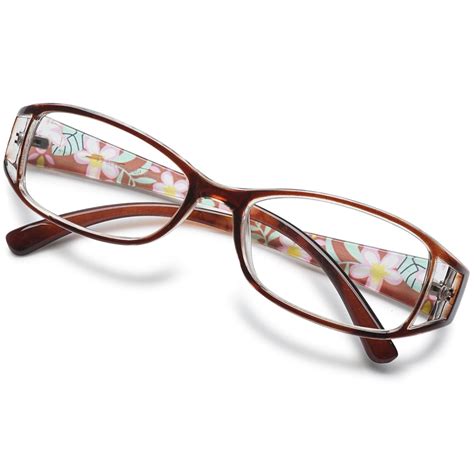 Koosufa Womens Floral Color Reading Glasses 4 00 Quality Rectangle Readers Eyeglasses Eyewear