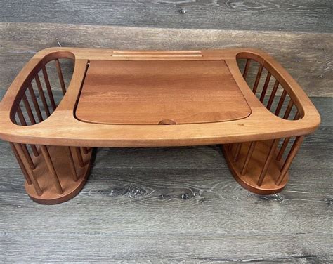 Wood Breakfast In Bed Serving Tray Reading Table W Magazine Book Side