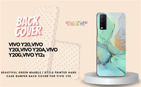 Colorflow Polycarbonate Vivo Y20 Back Cover Green Marble Designer