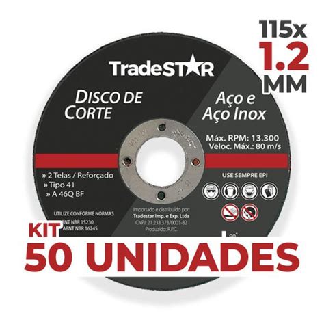 Kit Discos De Corte Metal Inox X Mm Esmerilhadeira Tradestar