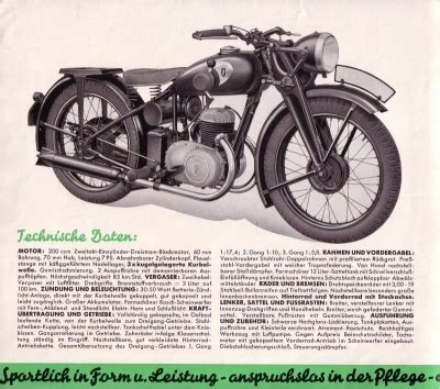 Motor lit de Zündapp DB 200 Prospekt brochure 1937