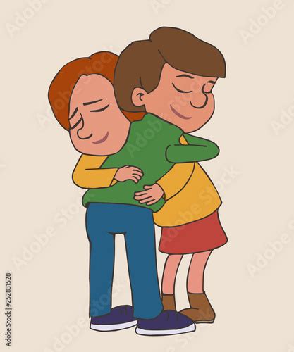 Cartoon People Hugging Cartoon Vector Stock Vector Adobe Stock