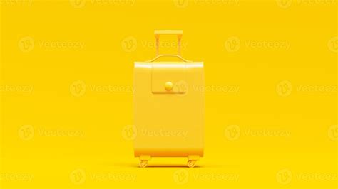 Minimal concept. Yellow leather suitcase on yellow background. 9236024 ...