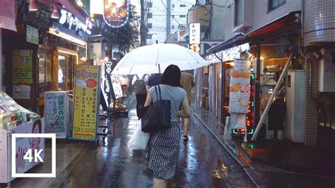 Walking Within The Rain Tokyo Japan Relaxing Binaural Thunderstorm