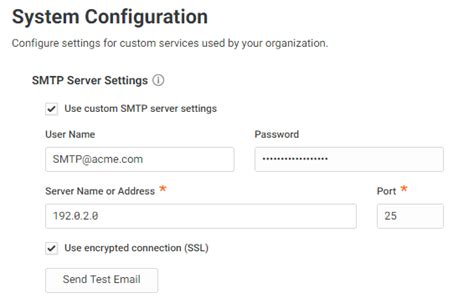 Configure Custom SMTP Server Settings