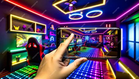 Premium Photo | Mobile phone mockup display gaming room interior design ...