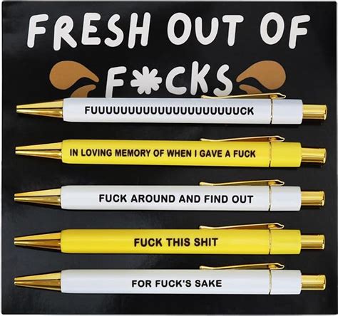 Luwrevc Funny Pens Fresh Out Of Fucks Pen Set Swear Word Daily Pen