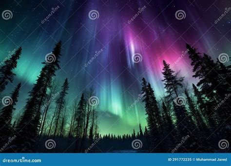 Green Aurora Borealis Logo Modern Northern Lights Sky Aurora And Stars