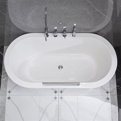 Elegante weiße freistehende ovale Badewanne mit 2 Griffen