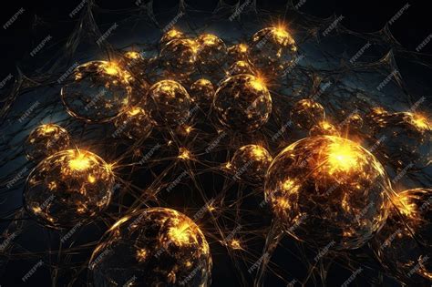 Premium Ai Image Glowing Orbs Floating In A Dark Void Generative Ai