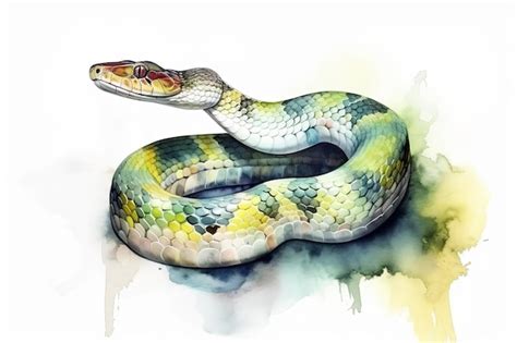 Premium Ai Image Watercolor Snake Illustration On White Background