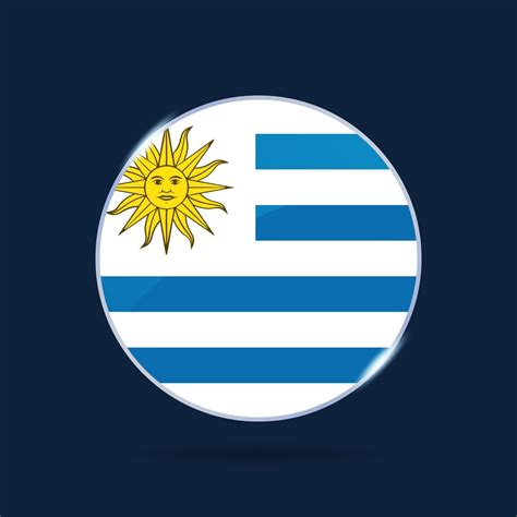 Uruguay National Flag Circle Button Icon Simple Flag Official Colors