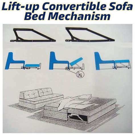 Pair Lift Up Convertible Sofa Bed Mechanism Hardware Spring Hinge