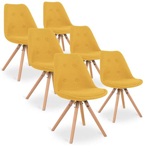 Lot De Chaises Scandinaves Frida Tissu Jaune