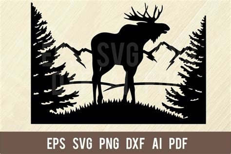 Elk Moose Wildlife Stencil Svg Vector File Cut Stencil