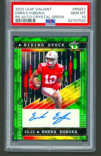 Emeka Egbuka Auto Crystal Green Leaf Valiant Rising Stock Psa