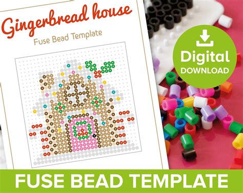 Gingerbread House Fuse Bead Template Christmas Hama Perler Etsy