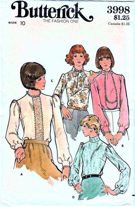 1970s Butterick 3998 UNCUT Vintage Sewing Pattern Dressy Blouse Long